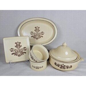 Pfaltzgraff Village 5-Piece Serving Set | Covered Casserole, Platter & Trivet